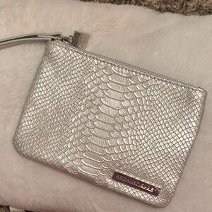 Rodan + Fields Silver Faux Snake Skin Textured Wristlet